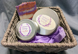 Gift Baskets for Him with Lip Balm and Shaving Soap in a Silver Tin