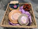 Gift Baskets for Him with Lip Balm and Shaving Soap in a Rose Gold Tin